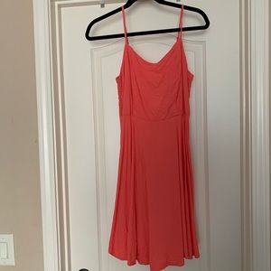 fit and flare coral dress